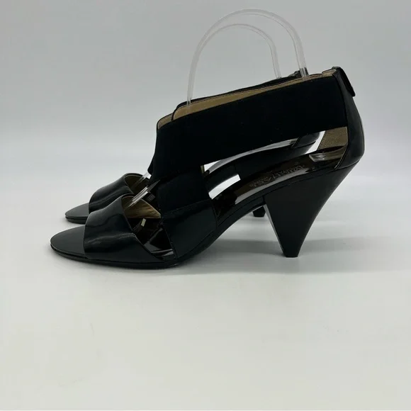 Michael Kors Odette Black Strappy Open Toe Sandals Elastic Cone Heel Size 9 US - Picture 3 of 13